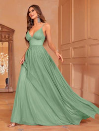 Solid Plunging Neck Sleeveless Cami Dress Bridesmaid Dresses Luxurious Weddings
