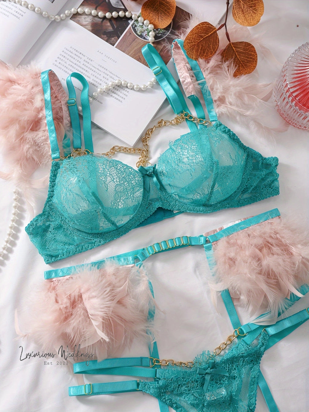 Floral Lace Lingerie Set Bra set Luxurious Weddings