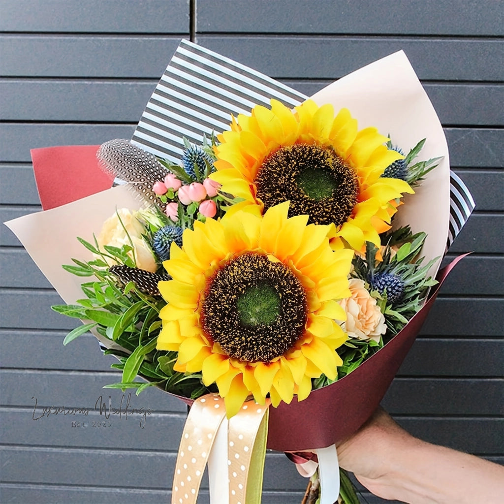 Real Touch Sunflower Bouquet Artificial Sunflowers Luxurious Weddings
