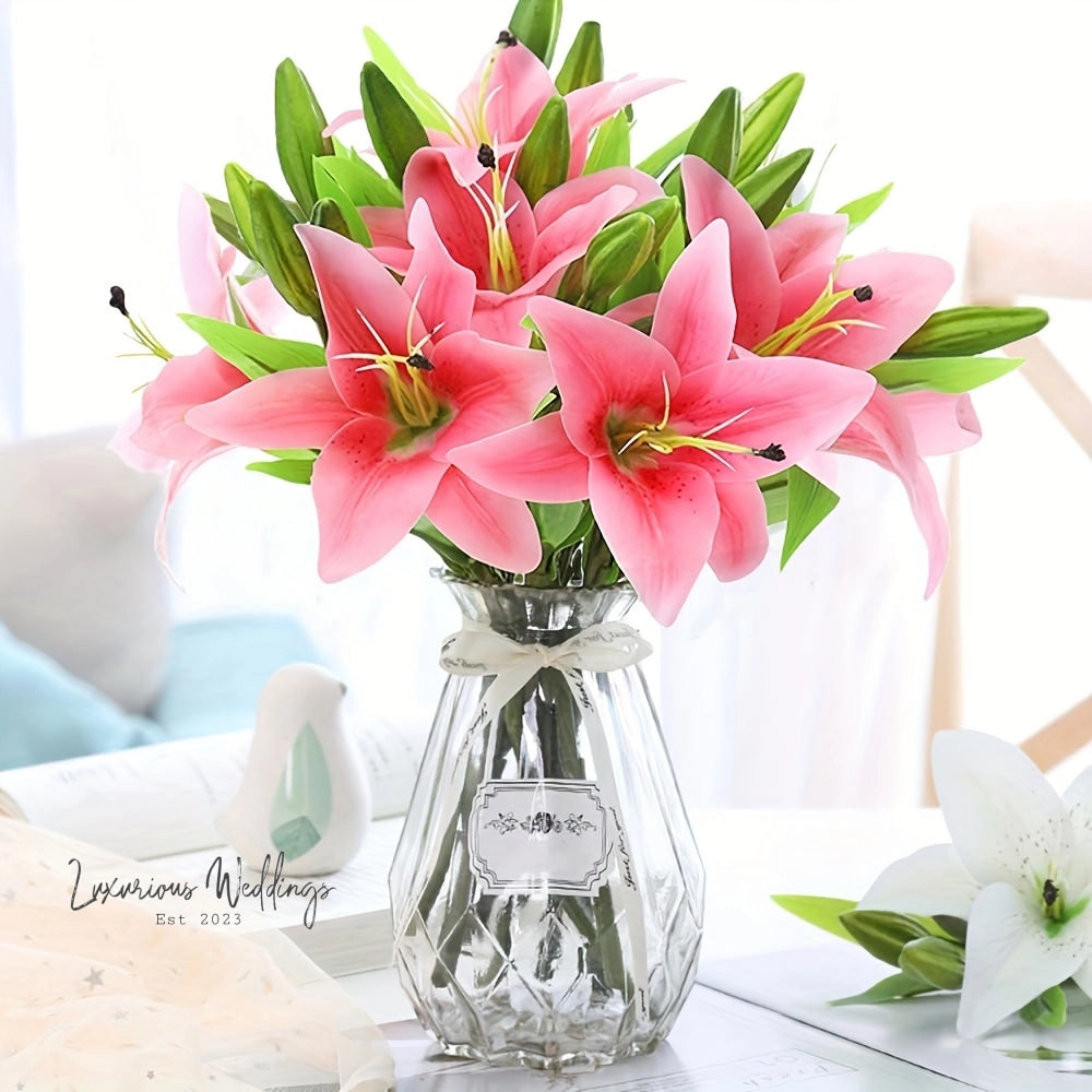 Real Touch Artificial Lily Flower Arrangement Artificial Lillies Luxurious Weddings