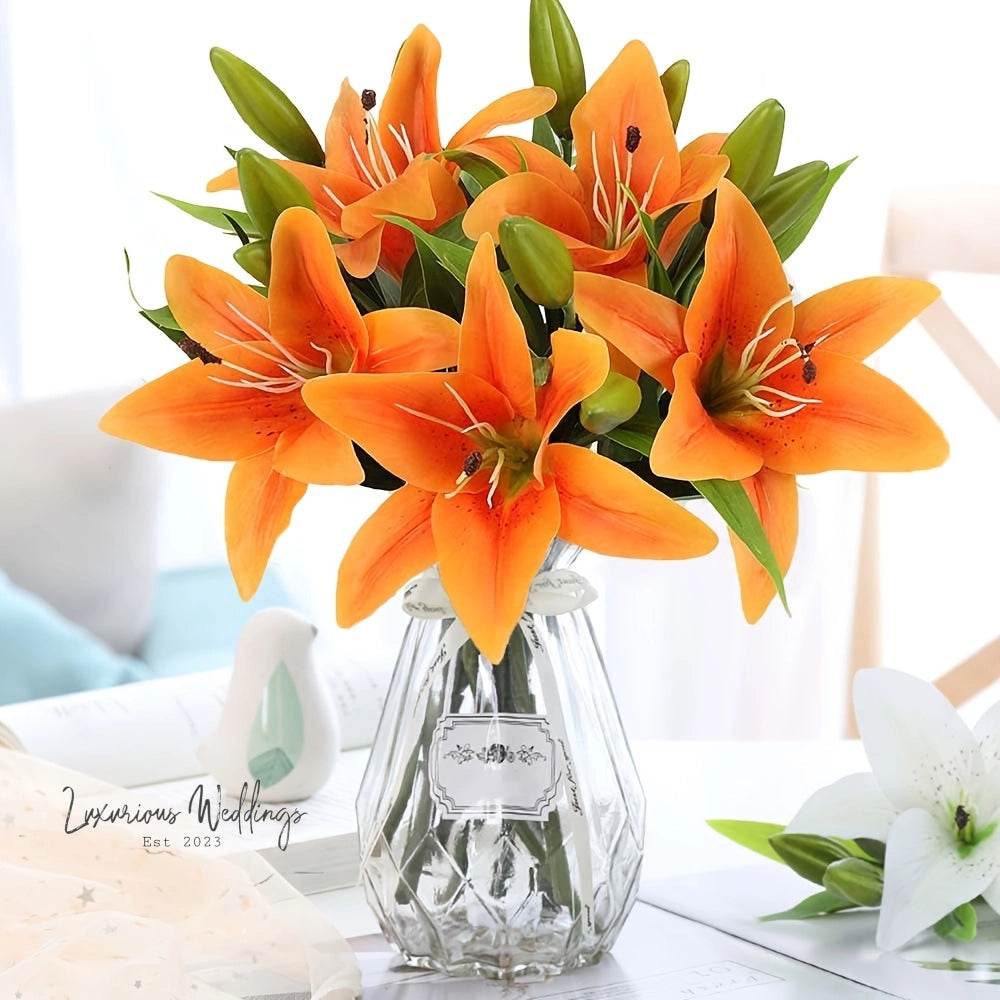 Real Touch Artificial Lily Flower Arrangement Artificial Lillies Luxurious Weddings