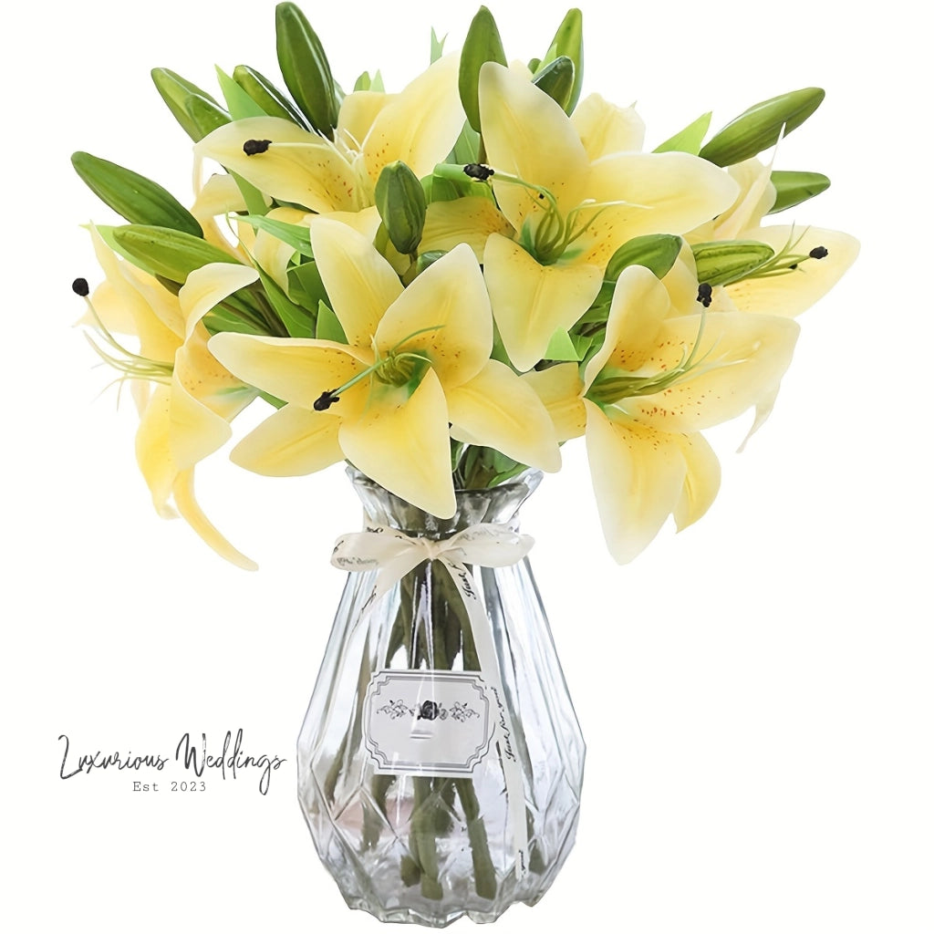 Real Touch Artificial Lily Flower Arrangement Artificial Lillies Luxurious Weddings