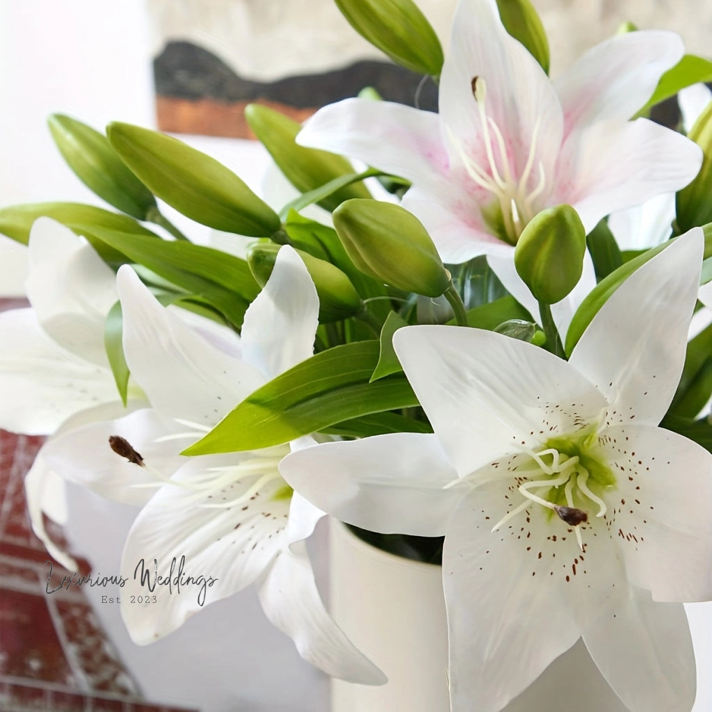 Real Touch Artificial Lily Flower Arrangement Artificial Lillies Luxurious Weddings