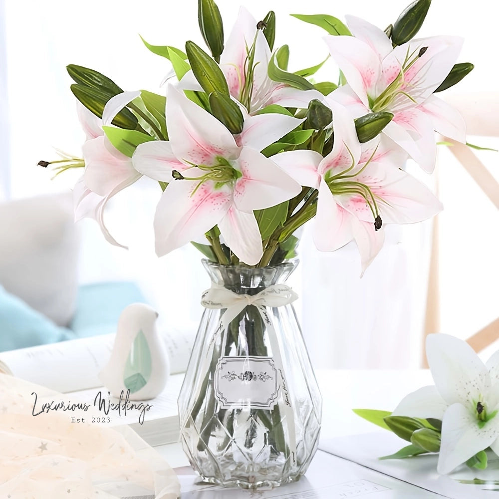 Real Touch Artificial Lily Flower Arrangement Artificial Lillies Luxurious Weddings