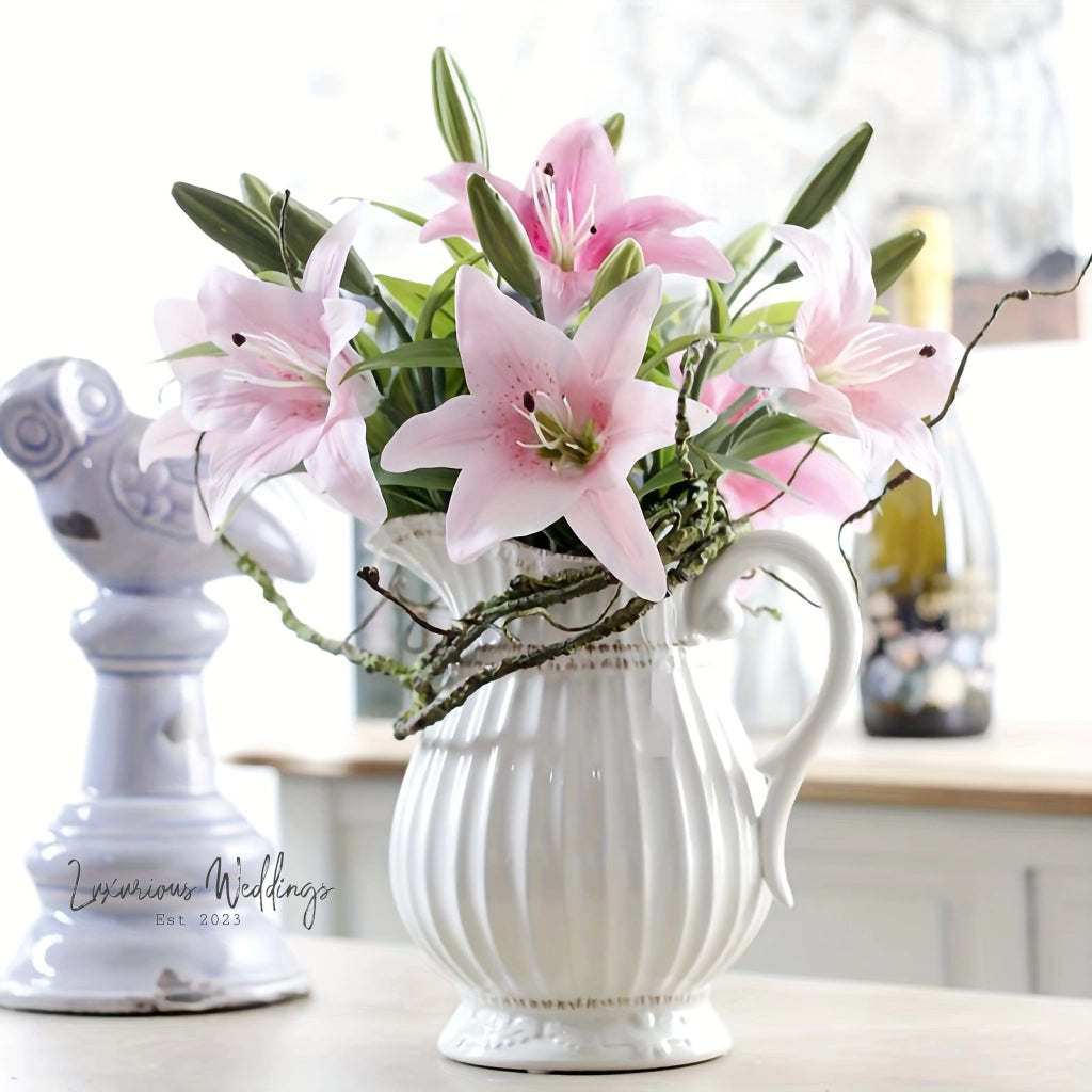 Real Touch Artificial Lily Flower Arrangement Artificial Lillies Luxurious Weddings