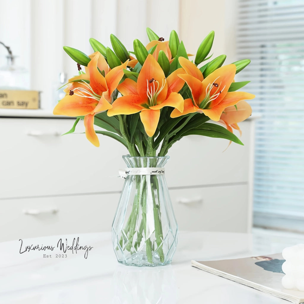 Real Touch Artificial Lily Flower Arrangement Artificial Lillies Luxurious Weddings