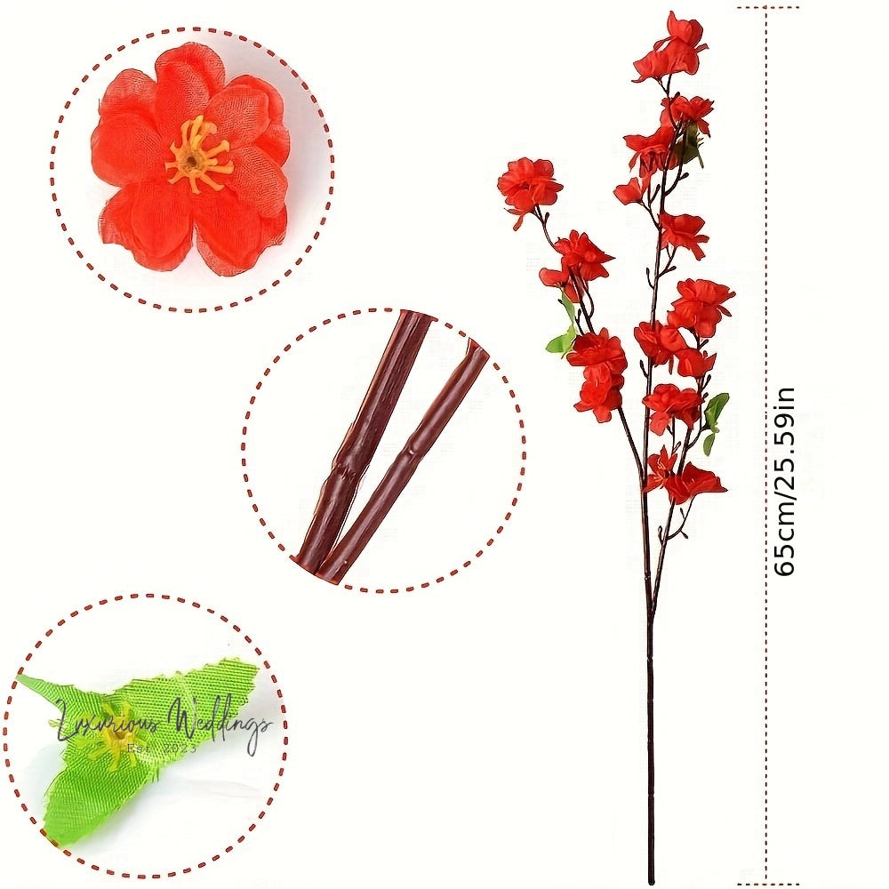 Realistic Peach Blossom Artificial Flower - 10pcs Realistic Peach Blossom Luxurious Weddings