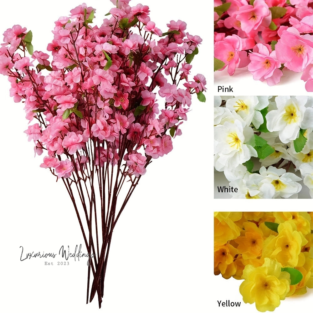 Realistic Peach Blossom Artificial Flower - 10pcs Realistic Peach Blossom Luxurious Weddings