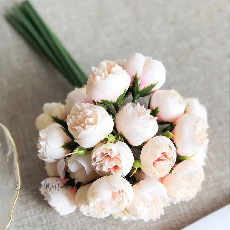 Artificial Camellia Bouquet 27pcs Artificial Camelias Luxurious Weddings