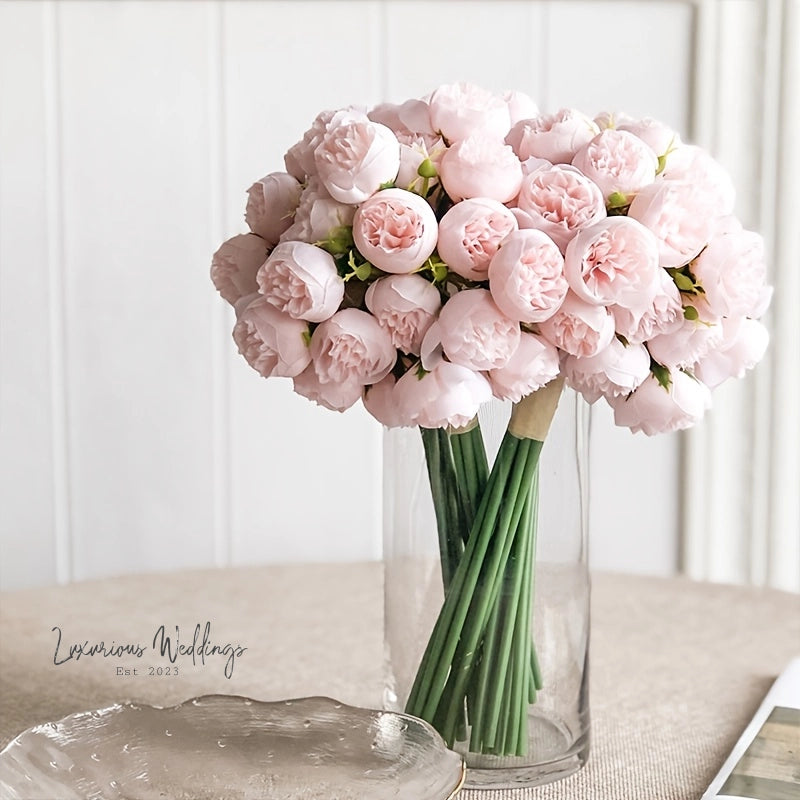 Artificial Camellia Bouquet 27pcs Artificial Camelias Luxurious Weddings