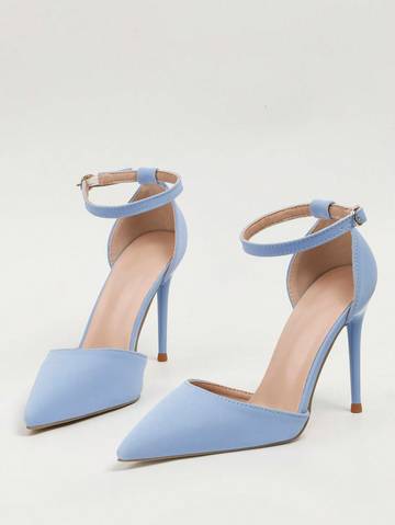 Stiletto Heeled Pumps, Point Toe Ankle Strap Pumps Women Pumps Luxurious Weddings