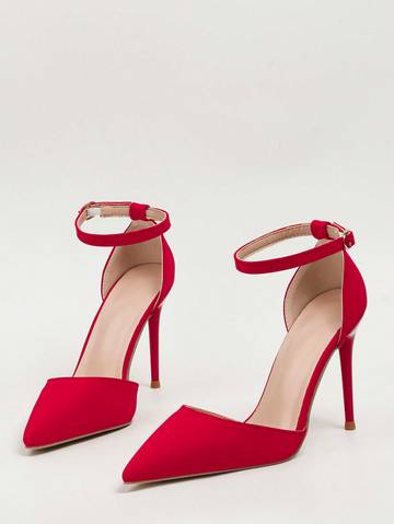 Stiletto Heeled Pumps, Point Toe Ankle Strap Pumps Women Pumps Luxurious Weddings