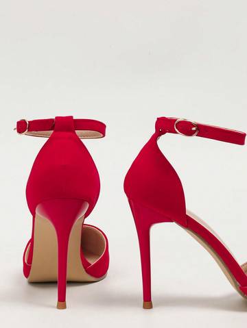 Stiletto Heeled Pumps, Point Toe Ankle Strap Pumps Women Pumps Luxurious Weddings