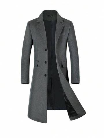Men's Business Style Solid Color Long Sleeve Knitted Overcoat Men Overcoats Luxurious Weddings