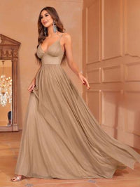 Solid Plunging Neck Sleeveless Cami Dress Bridesmaid Dresses Luxurious Weddings