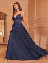 Solid Plunging Neck Sleeveless Cami Dress Bridesmaid Dresses Luxurious Weddings