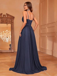 Solid Plunging Neck Sleeveless Cami Dress Bridesmaid Dresses Luxurious Weddings