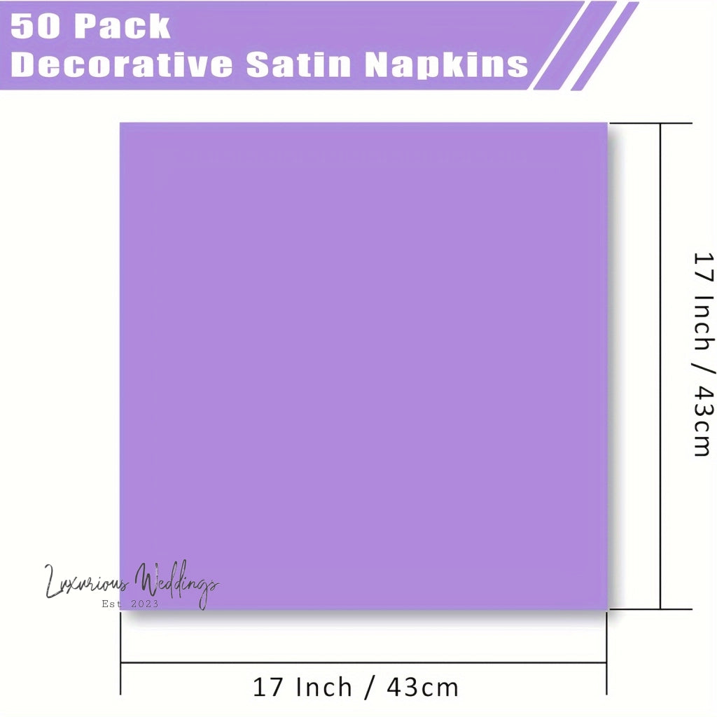 6pcs Light Purple Satin Napkins Napkins Luxurious Weddings