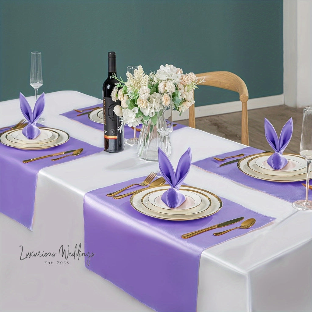 6pcs Light Purple Satin Napkins Napkins Luxurious Weddings