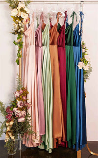 Satin Maxi Dress with Sage Green Cowl Neck Maxi Dress Luxurious Weddings