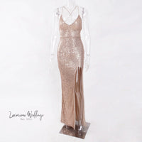 Sexy Sequin V-Neck Maxi Prom Dress Maxi Dress Luxurious Weddings