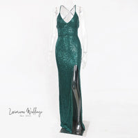 Sexy Sequin V-Neck Maxi Prom Dress Maxi Dress Luxurious Weddings