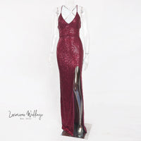 Sexy Sequin V-Neck Maxi Prom Dress Maxi Dress Luxurious Weddings