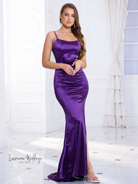 Purple Mermaid Satin Dress - Evening Prom Party Gown Mermaid Dress Luxurious Weddings
