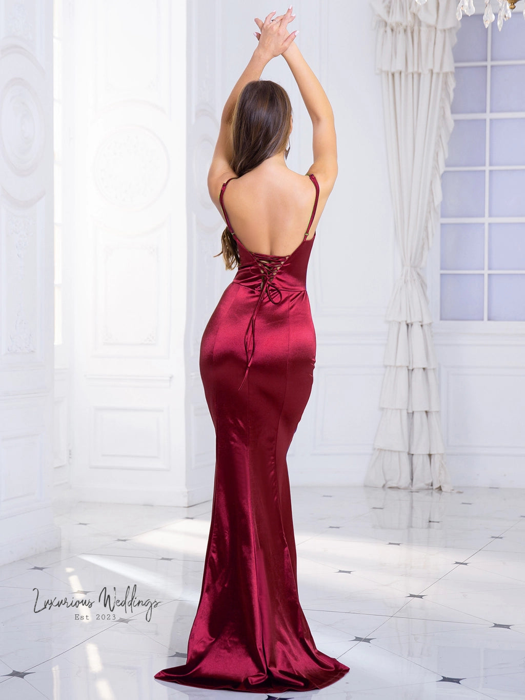 Purple Mermaid Satin Dress - Evening Prom Party Gown Mermaid Dress Luxurious Weddings