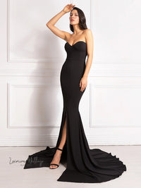 Sexy Strapless Black Maxi Dress - Red Women's Evening Gown Formal dress Luxurious Weddings
