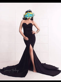 Sexy Strapless Black Maxi Dress - Red Women's Evening Gown Formal dress Luxurious Weddings