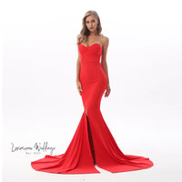 Sexy Strapless Black Maxi Dress - Red Women's Evening Gown Formal dress Luxurious Weddings