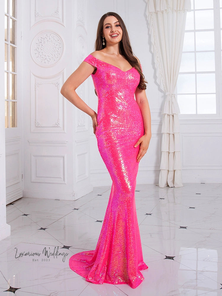 Sparkling Pink Sequin Party Dress Party Dress Luxurious Weddings