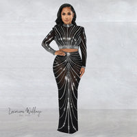 Sexy Rhinestone Mesh Maxi Party Dress Maxi Dress Luxurious Weddings