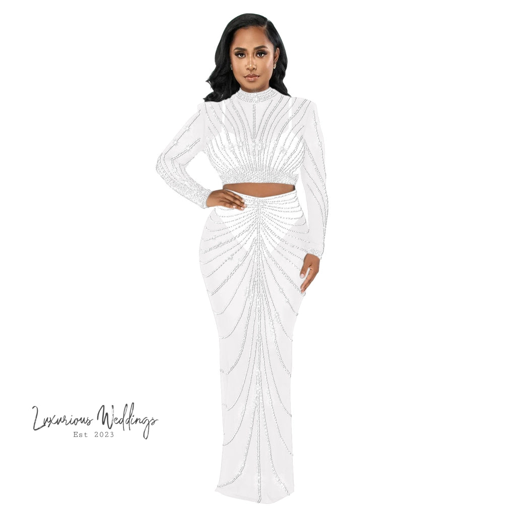 Sexy Rhinestone Mesh Maxi Party Dress Maxi Dress Luxurious Weddings