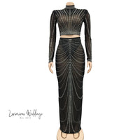 Sexy Rhinestone Mesh Maxi Party Dress Maxi Dress Luxurious Weddings