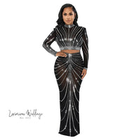 Sexy Rhinestone Mesh Maxi Party Dress Maxi Dress Luxurious Weddings