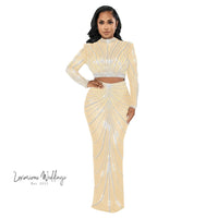 Sexy Rhinestone Mesh Maxi Party Dress Maxi Dress Luxurious Weddings