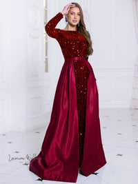 Red Sequin Party Dress with Detachable Skirt Sequin Dress Luxurious Weddings