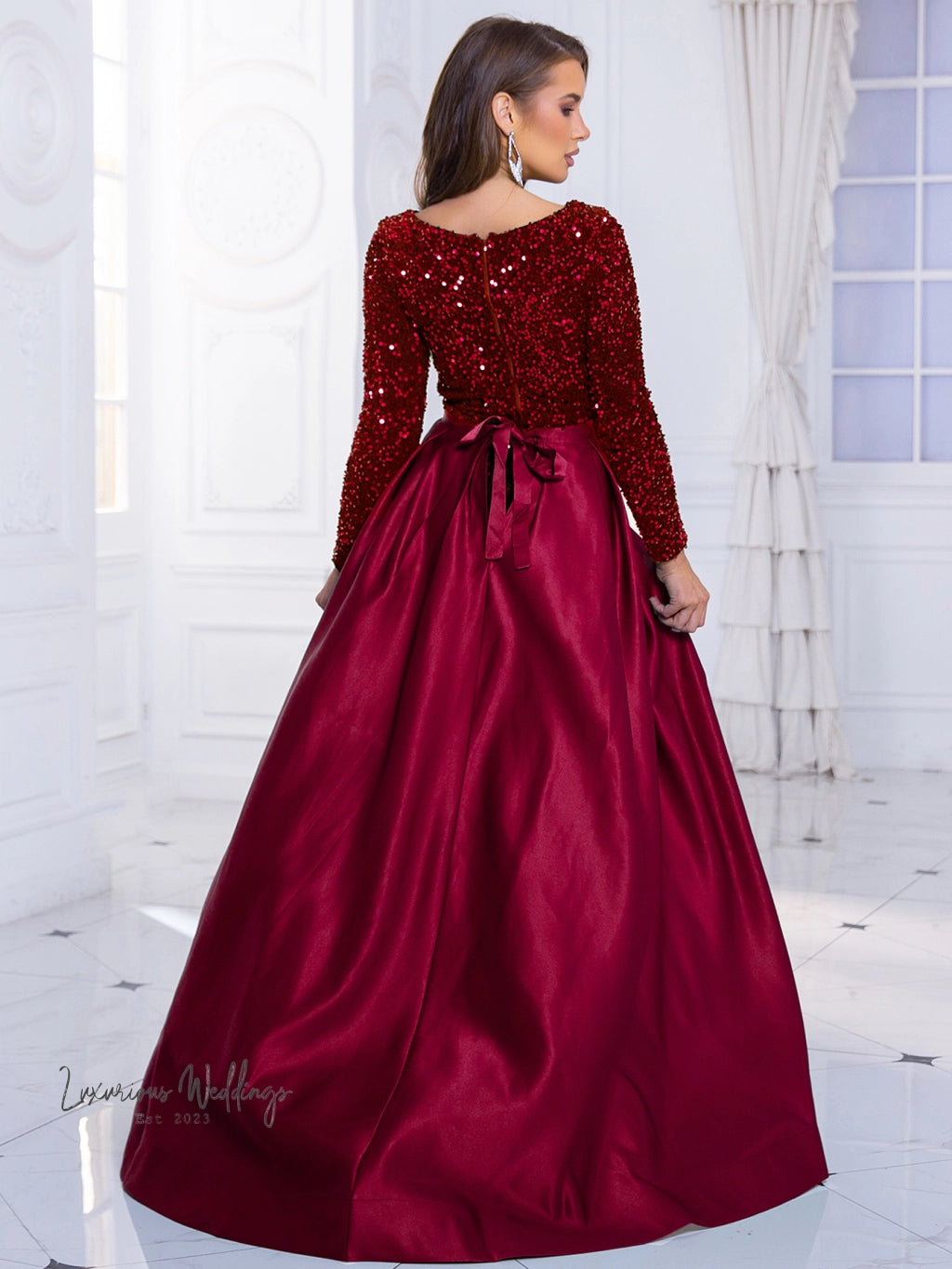 Red Sequin Party Dress with Detachable Skirt Sequin Dress Luxurious Weddings