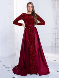 Red Sequin Party Dress with Detachable Skirt Sequin Dress Luxurious Weddings