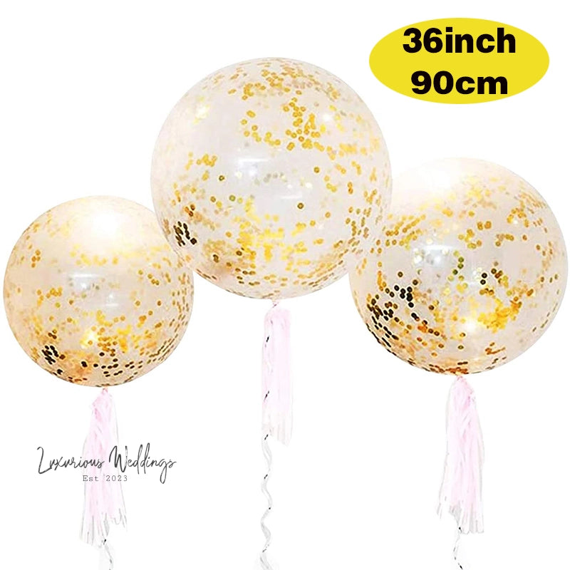 Jumbo Gold Confetti Balloons - 36 Inch Large Balloons Luxurious Weddings