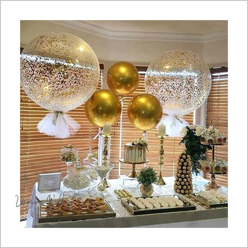 Jumbo Gold Confetti Balloons - 36 Inch Large Balloons Luxurious Weddings