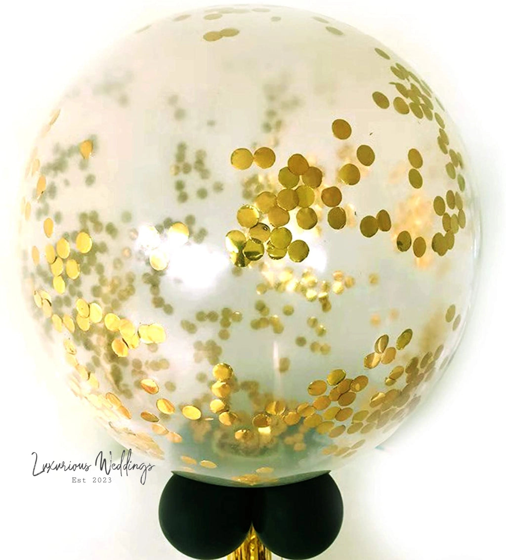 Jumbo Gold Confetti Balloons - 36 Inch Large Balloons Luxurious Weddings