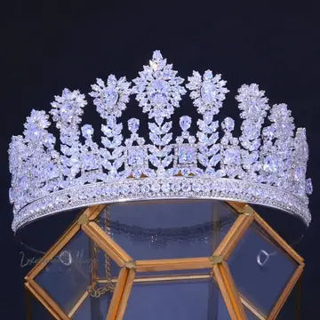 Luxury CZ Zircon Crown - Wedding Queen Party Tiara Luxurious Weddings