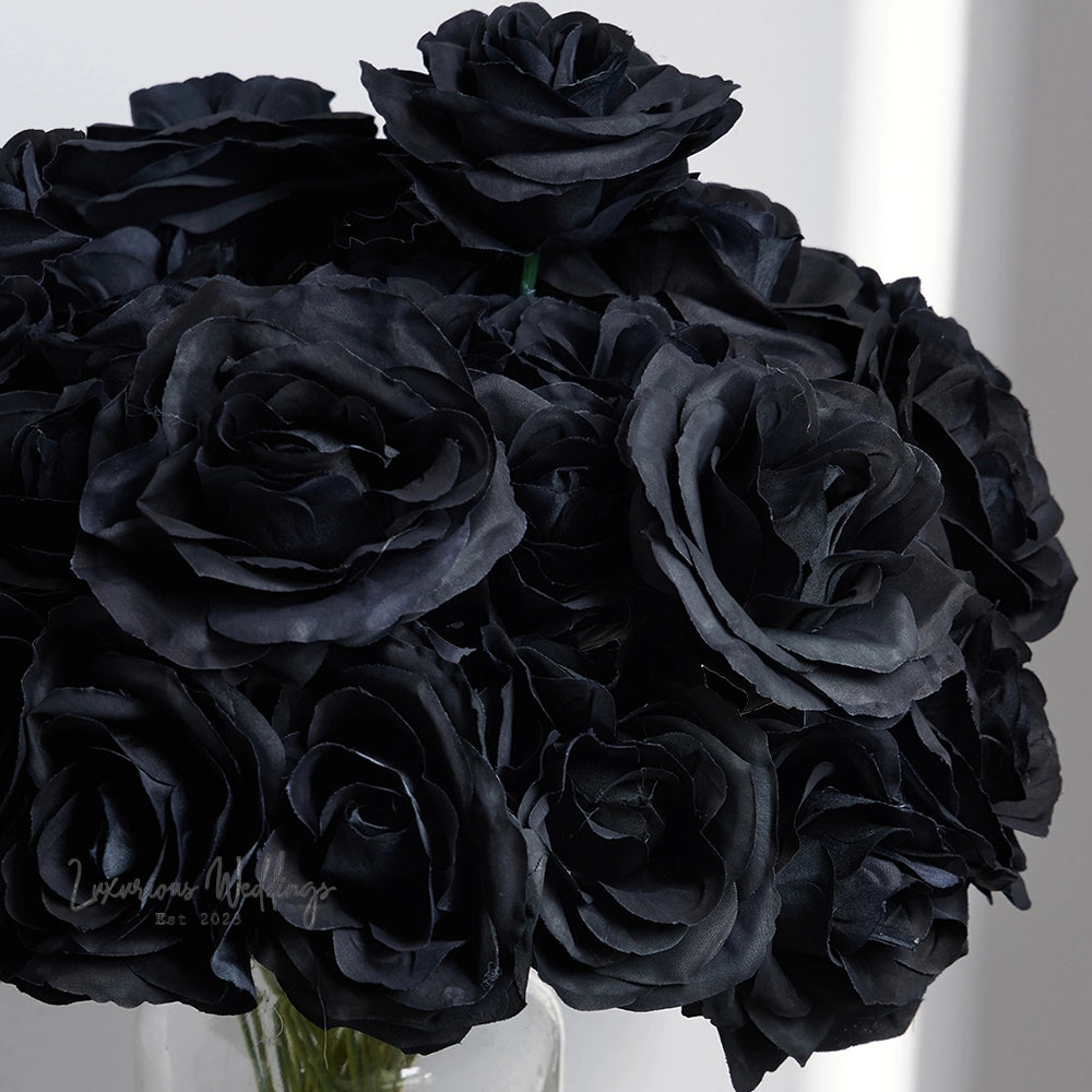 Gothic Silk Rose Bouquet | Home Decor & DIY Halloween Decor Black Roses Luxurious Weddings