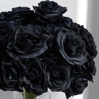 Gothic Silk Rose Bouquet | Home Decor & DIY Halloween Decor Black Roses Luxurious Weddings
