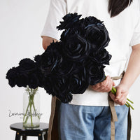 Gothic Silk Rose Bouquet | Home Decor & DIY Halloween Decor Black Roses Luxurious Weddings