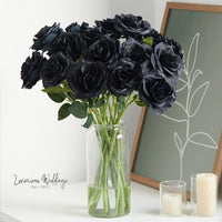 Gothic Silk Rose Bouquet | Home Decor & DIY Halloween Decor Black Roses Luxurious Weddings