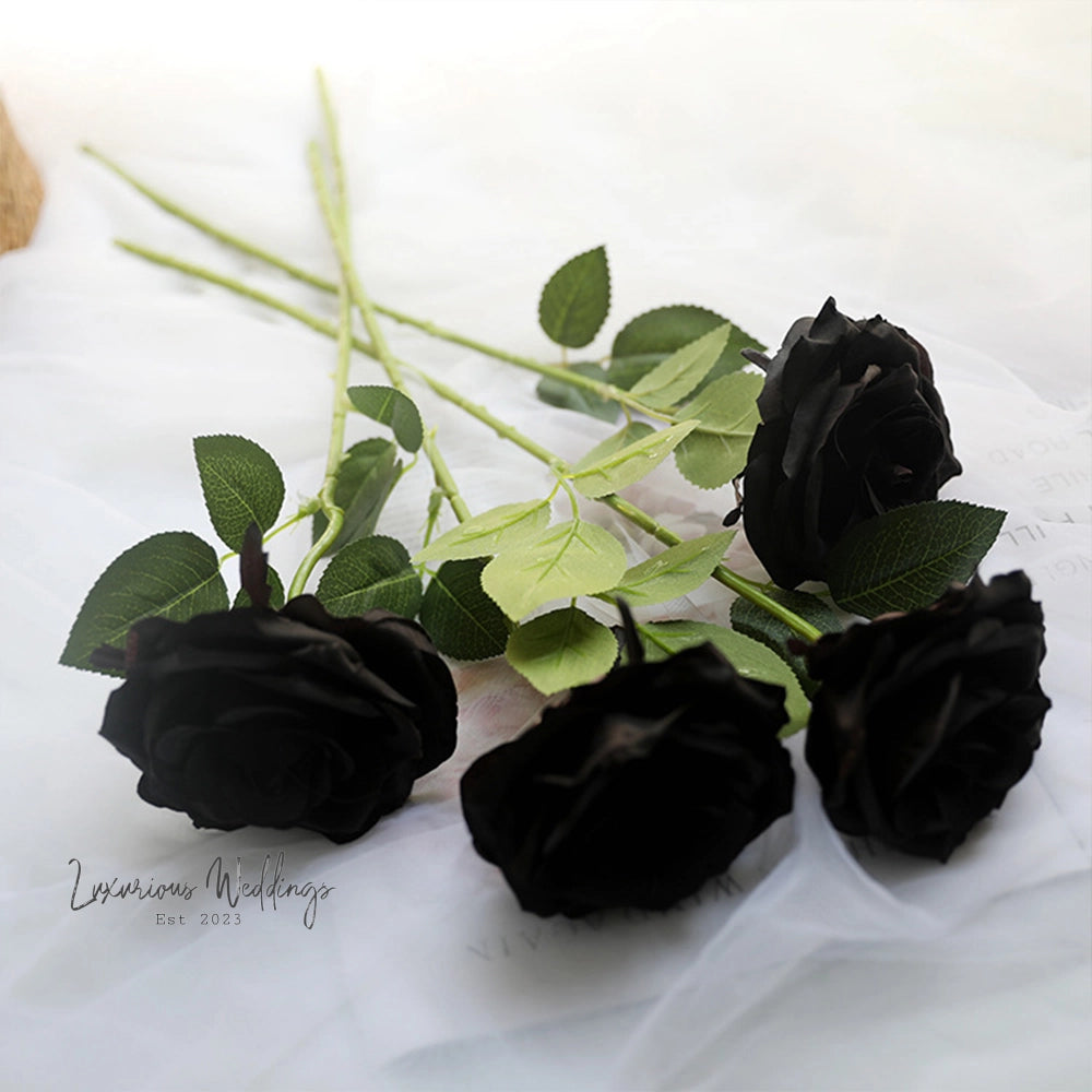 Gothic Silk Rose Bouquet | Home Decor & DIY Halloween Decor Black Roses Luxurious Weddings